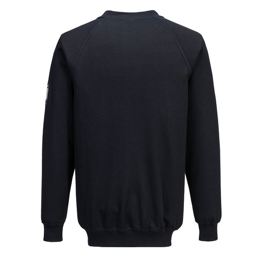 Portwest FR12 Modaflame Knit Anti-Static FR Long Sleeve Sweatshirt in Navy - back view