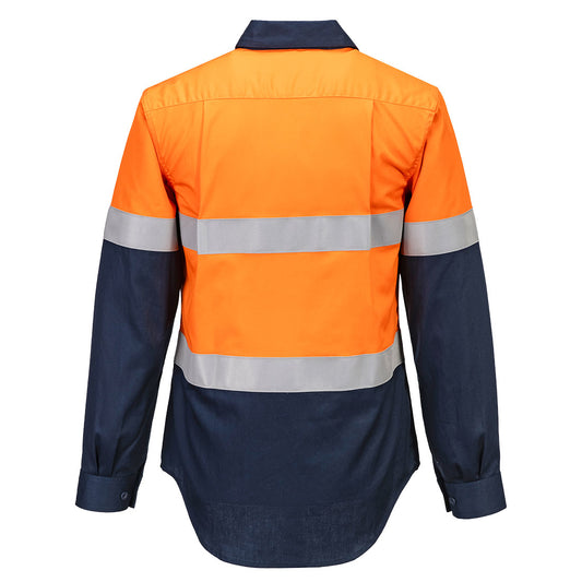 Portwest FR725 Bizflame FR Women's Shirt in Orange/Navy - back view