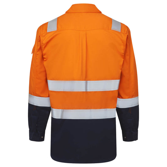 Portwest FR729 Bizflame Work Two Tone FR Shirt in Orange/Navy - back view