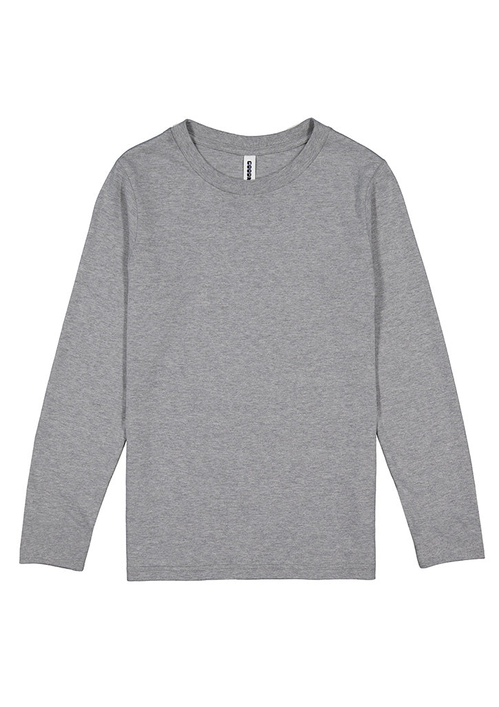 Basis Kids Long Sleeve Tee - X1002K in Grey Marle