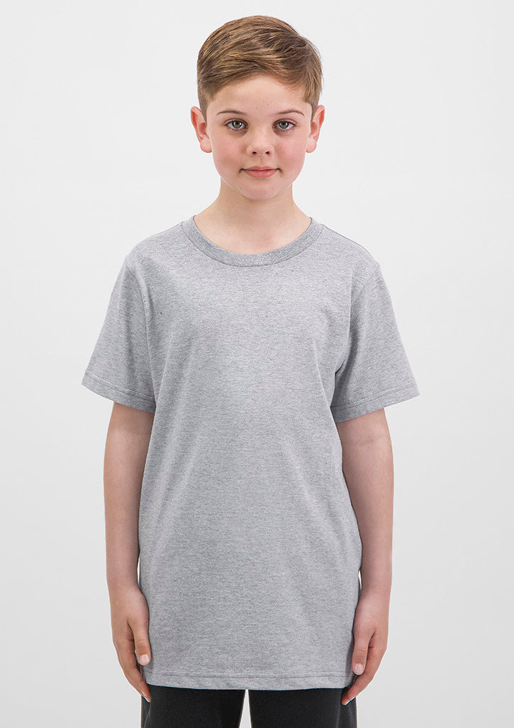 Basis Kids Short Sleeve Tee - X1001K in Grey Marle - model