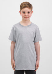 Basis Kids Short Sleeve Tee - X1001K in Grey Marle - model
