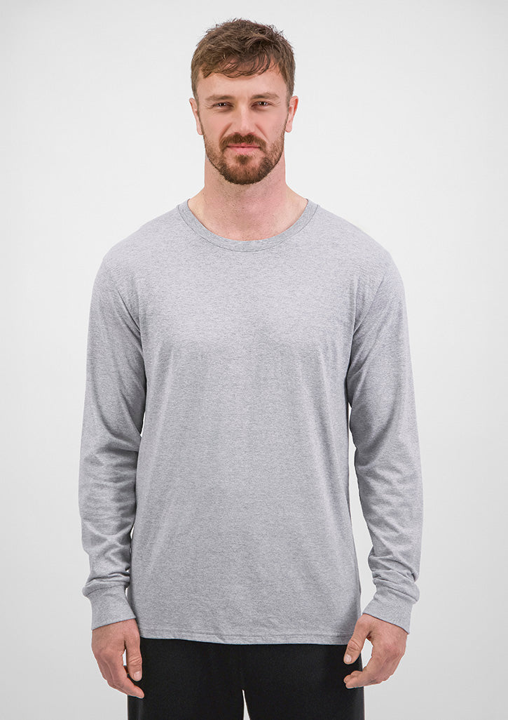 Basis Mens Long Sleeve Tee - X1002M in Grey Marle - model