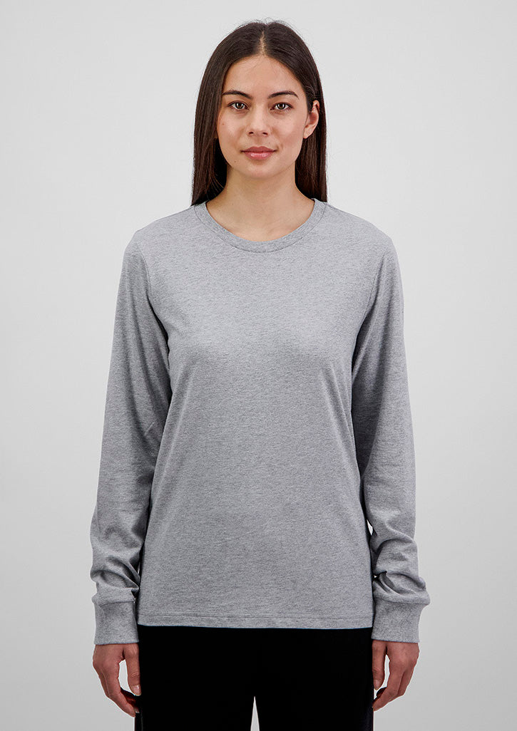 Basis Womens Long Sleeve Tee - X1002W in Grey Marle - model