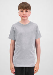 Basis Youth Short Sleeve Tee - X1001Y in Grey Marle - model