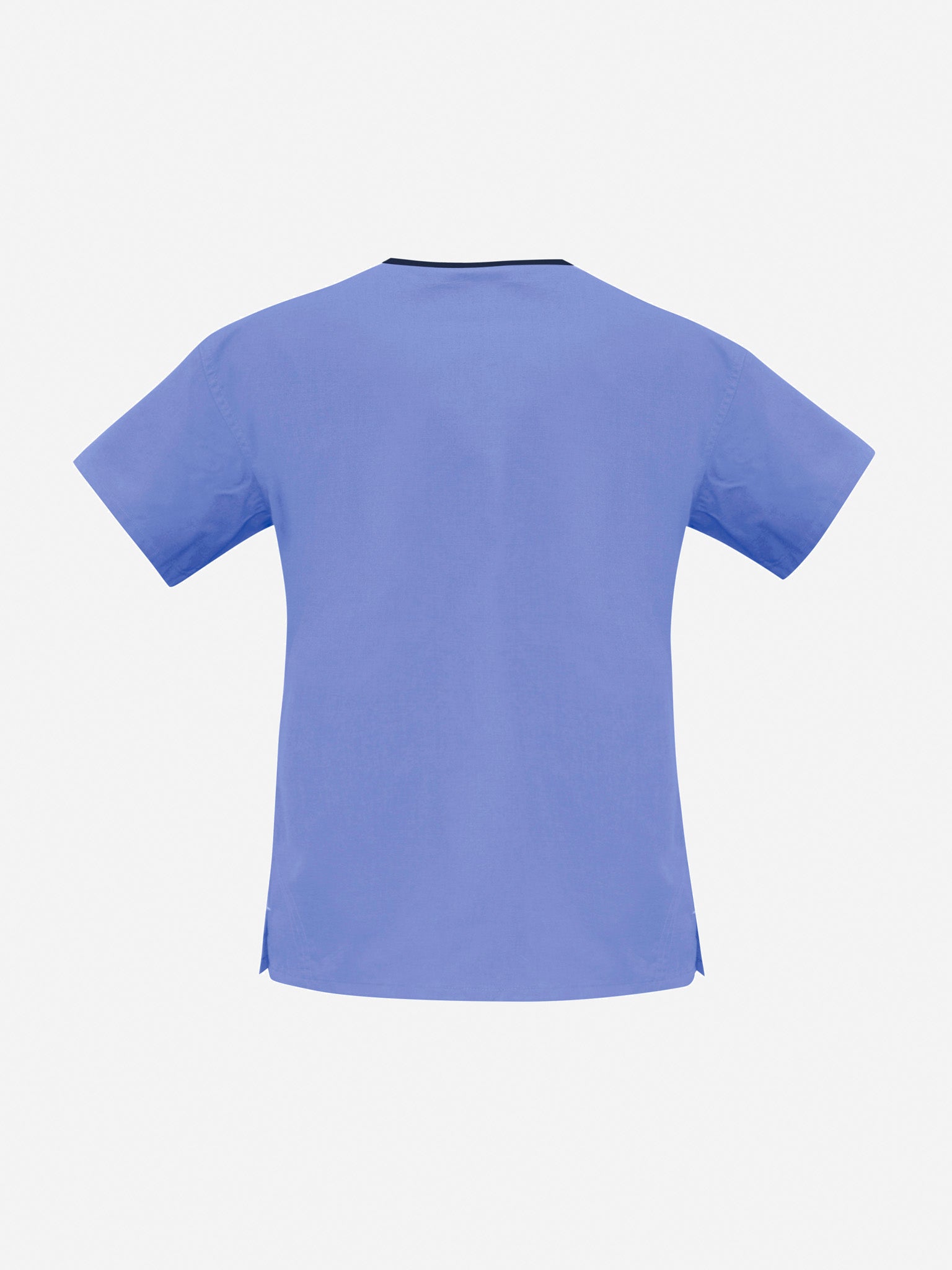 Inaura H10722 Classic Womens Contrast Scrub Top in Mid Blue/Navy - back view