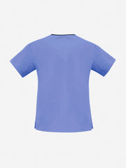 Inaura H10722 Classic Womens Contrast Scrub Top in Mid Blue/Navy - back view