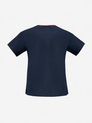 Inaura H10722 Classic Womens Contrast Scrub Top in Navy/Fuchsia - back view