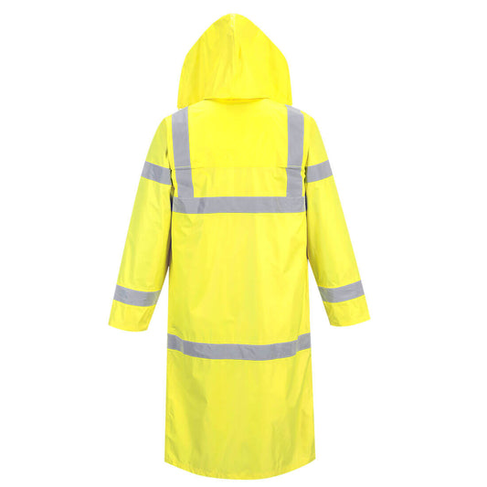 Portwest H445 Hi-Vis Rain Coat 122cm in Yellow - back view