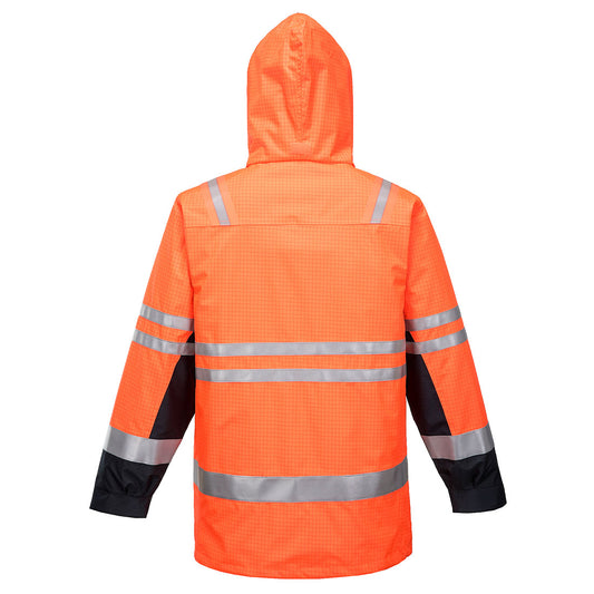 Portwest K8000 Huski FR Class D/N Fire Jacket in Orange/Navy - back view