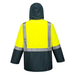 Portwest K8044 Huski Hi-Vis Contrast Freezer Jacket in Yellow/Forest Green - back view