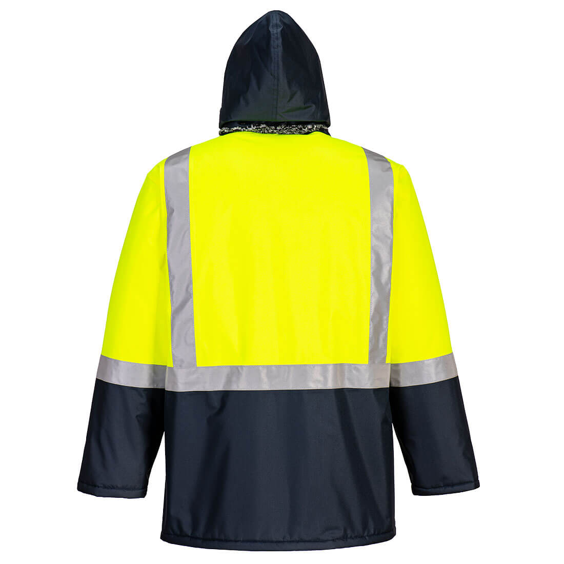Portwest K8044 Huski Hi-Vis Contrast Freezer Jacket in Yellow/Navy - back view