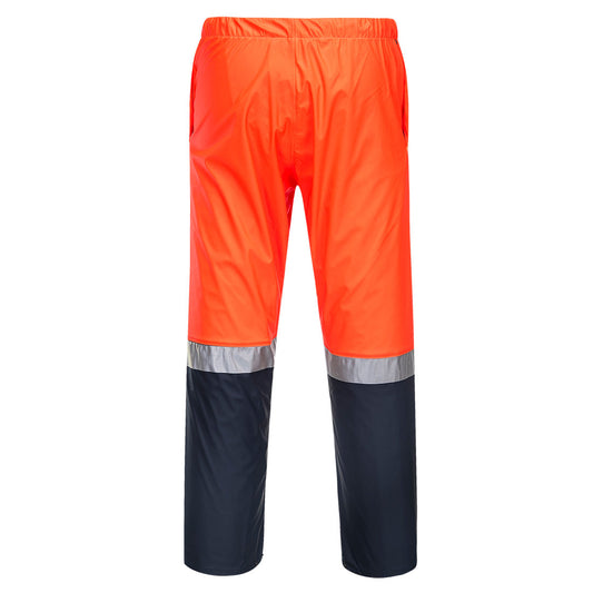 Portwest K8101 Huski Farmers Hi-Vis Contrast Rain Pants in Orange/Navy - back view