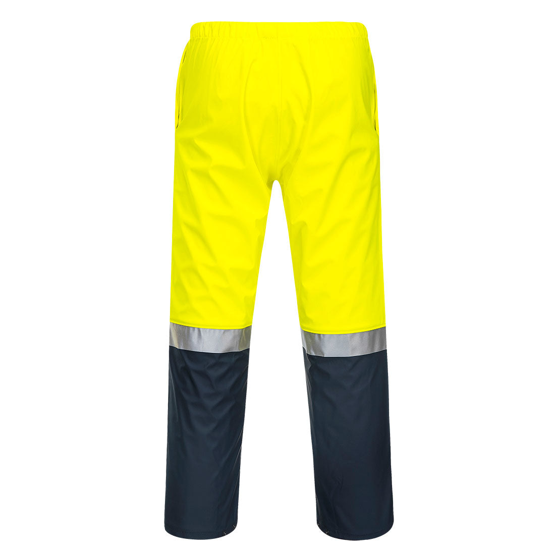 Portwest K8101 Huski Farmers Hi-Vis Contrast Rain Pants in Yellow/Navy - back view