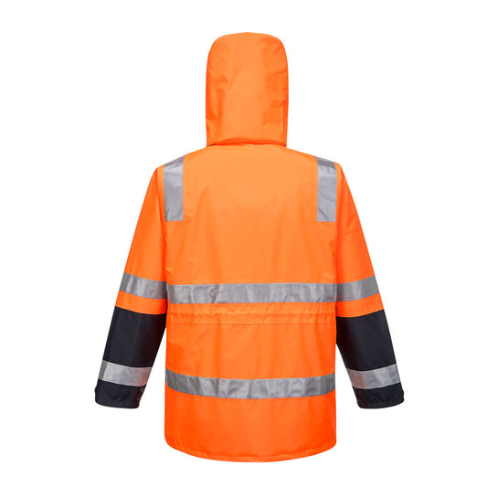 Portwest K8106 Huski Venture Hi-Vis 4-in-1 Contrast Jacket in Orange/Navy - back view