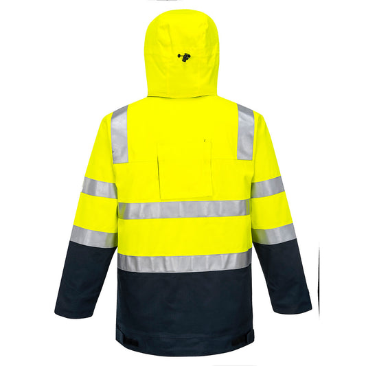 Portwest K8154 Huski FR Class D/N Flash Jacket in Yellow/Navy - back view