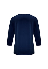 Biz Collection K819LT Lana Womens 3/4 Sleeve Top in Ink - back view