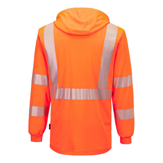 Portwest L042 Hi-Vis Lightweight Hooded T-Shirt L/S in Orange - back view