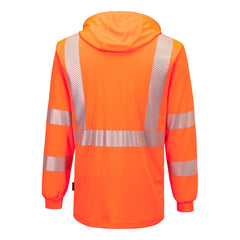 Portwest L042 Hi-Vis Lightweight Hooded T-Shirt L/S in Orange - back view