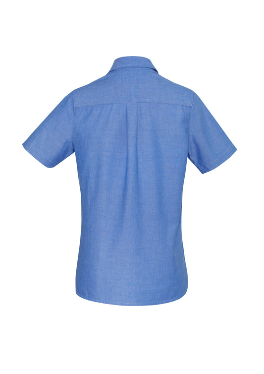 Biz Collection LB6200 Chambray Womens Short Sleeve Shirt in Chambray Blue - back view