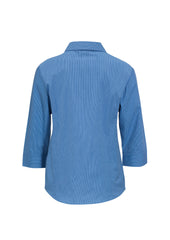 Biz Collection LB8200 Micro Womens Check 3/4 Sleeve Shirt in Mid Blue - back view