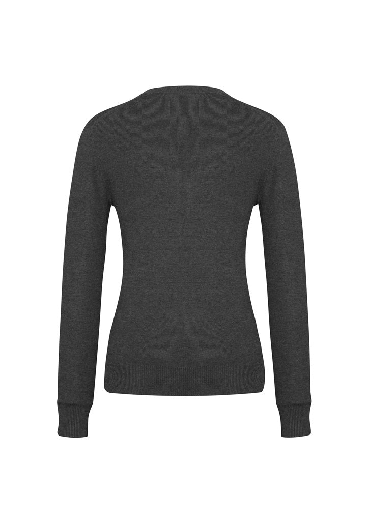 Biz Collection LP3506 V-Neck Womens Knit Pullover in Charcoal - back view
