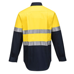 Portwest MA101 Hobart Hi-Vis Contrast Shirt L/S in Yellow/Navy - back view