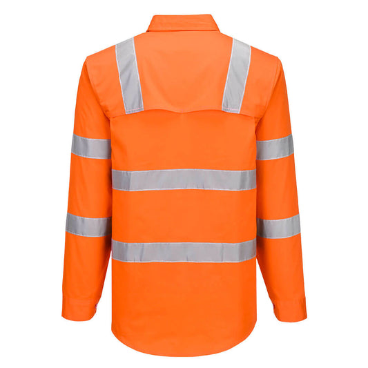 Portwest MA103 Hi-Vis Lightweight Cotton Shirt L/S in Orange - back view
