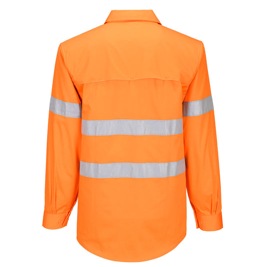 Portwest MA301 Darwin Hi-Vis Lightweight Shirt L/S in Orange - back view