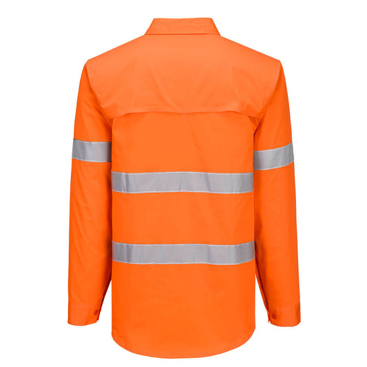 Portwest MA304 Hi-Vis Lightweight Shirt L/S in Orange - back view