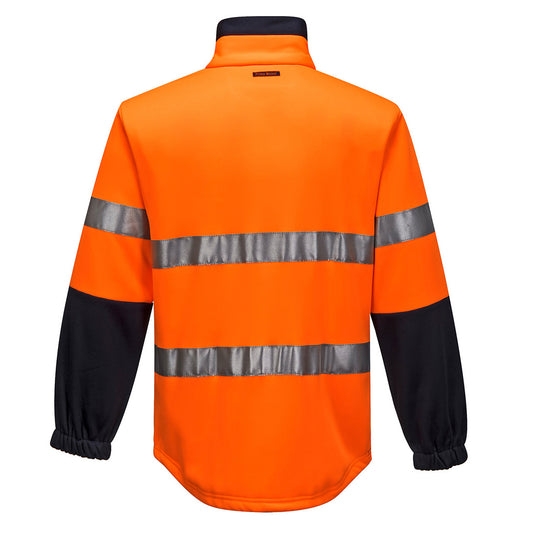 Portwest MA315 Hi-Vis Water Repellent Contrast Zipped Brush Fleece in Orange/Navy - back view