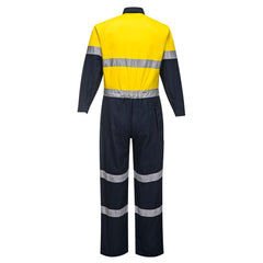 Portwest MA932 Hi-Vis Lightweight Contrast Coverall in Yellow/Navy Short - back view