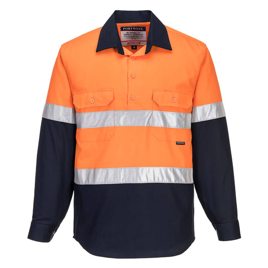 Hobart Hi-Vis Contrast 1/2 Button Shirt L/S - MC101 - Portwest-0