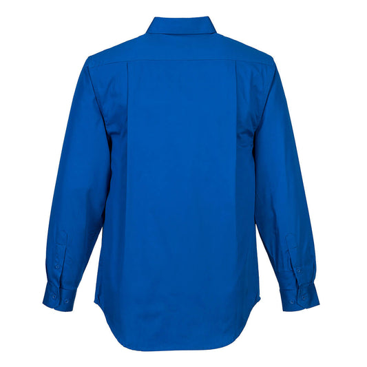 Portwest MC903 Adelaide Shirt, Long Sleeve, Light Weight in Cobalt Blue - back view