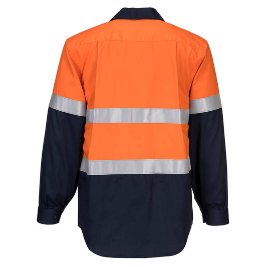 Portwest MF101 Bizflame FR Class D/N Shirt in Orange/Navy - back view