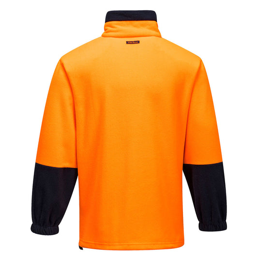 Portwest MF115 Hi-Vis Contrast 1/4 Zip Class D Polar Fleece in Orange/Navy - back view