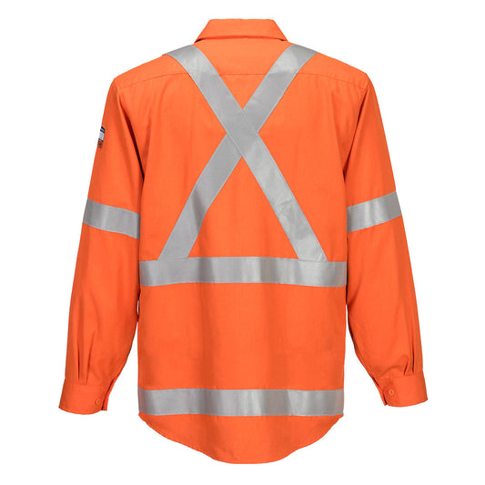 Portwest MF201 Portflame FR Class D/N X Back Shirt in Orange - back view