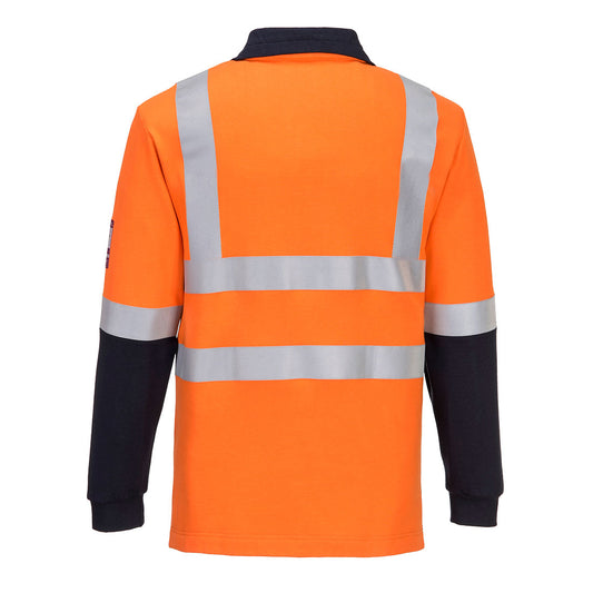Portwest MF202 Modaflame FR Class D/N Brushed Fleece in Orange/Navy - back view
