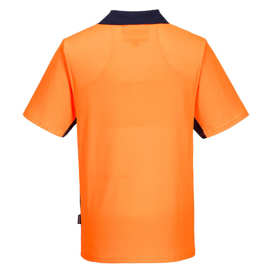Portwest MF210 Food Industry Cotton Comfort Polo Shirt S/S in Orange/Navy - back view