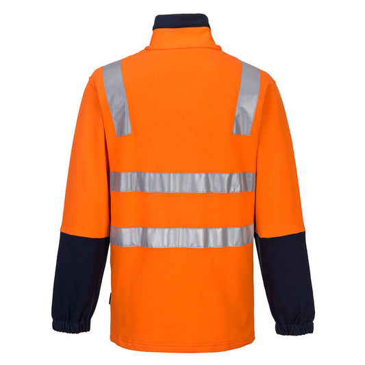 Portwest MF615 Hi-Vis Contrast 1/4 Zip Brush Fleece in Orange/Navy - back view