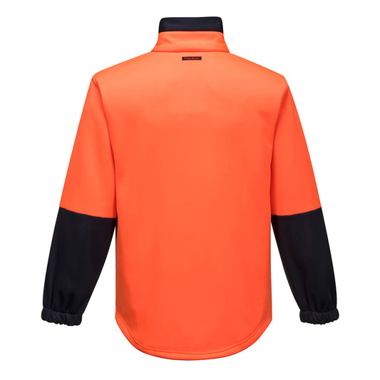 Portwest MH315 Hi-Vis Water Repellent Contrast Zipped Class D Brush Fleece in Orange/Navy - back view
