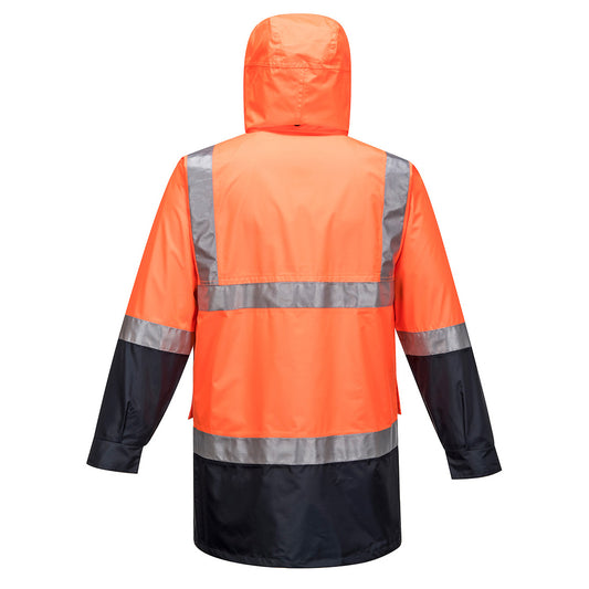 Portwest MJ881 Eyre Hi-Vis 4-in-1 Contrast Jacket in Orange/Navy - back view