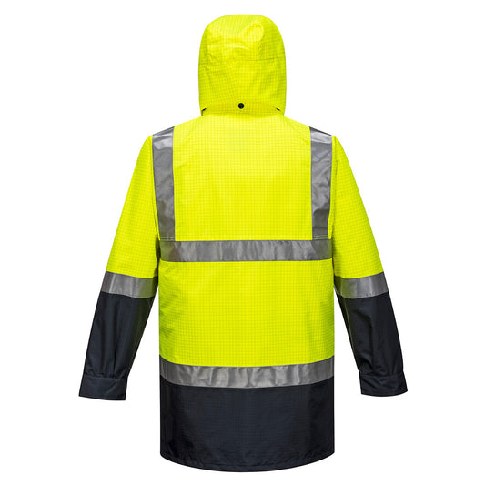Portwest MJ887 Mackay Hi-Vis Anti-Static 4-in-1 Jacket in Yellow/Navy - back view