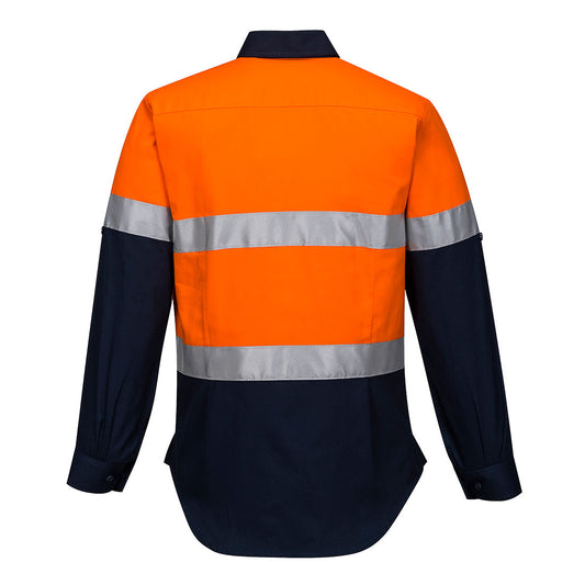 Portwest ML108 Hi-Vis Women's Contrast Shirt L/S in Orange/Navy - back view