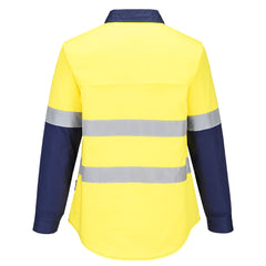 Portwest ML803 Hi-Vis Women's Lightweight Contrast Shirt L/S in Yellow/Navy - back view