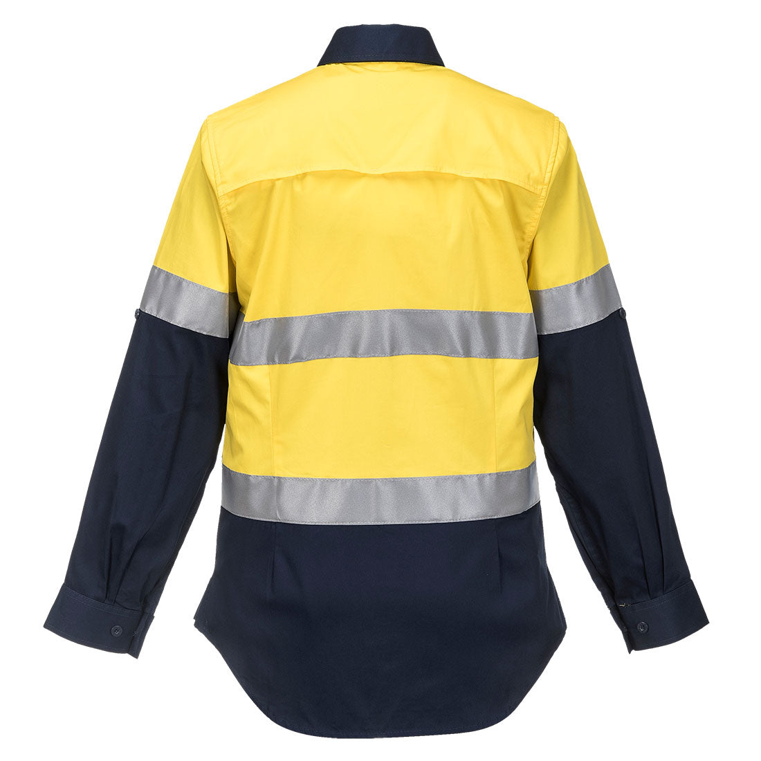 Portwest ML808 Hi-Vis Women's Lightweight Contrast Shirt L/S in Yellow/Navy - back view