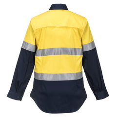 Portwest ML808 Hi-Vis Women's Lightweight Contrast Shirt L/S in Yellow/Navy - back view