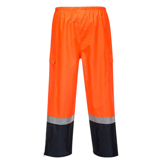 Portwest MP200 Hi-Vis Contrast Rain Pants in Orange/Navy - back view