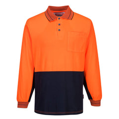 Hi-Vis Cotton Comfort Contrast Class D Polo Shirt L/S  - MP213 - Portwest-0