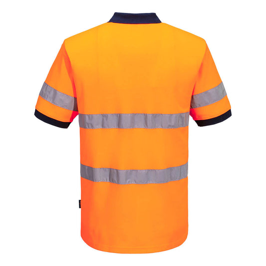Portwest MP410 Hi-Vis Class D/N Contrast Polo shirt S/S in Orange/Navy - back view